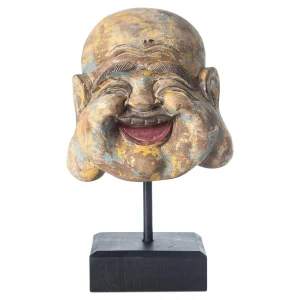 DEKOR WOODEN HAPPY BUDHA 30CM